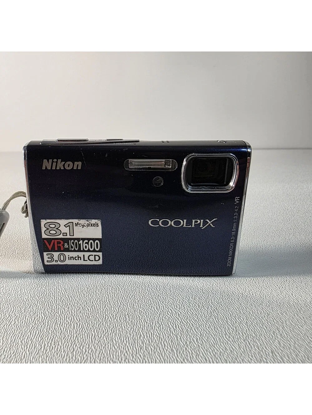 Nikon COOLPIX S51 Compact Digital Camera Navy Blue Tested - Battery Charger Card
